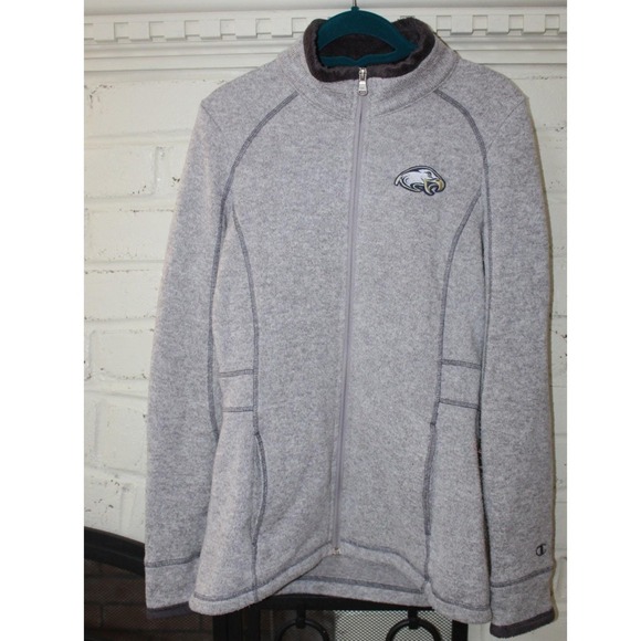 Champion Jackets & Blazers - Champion Full Zip Fleece Jacket Men's Small Women Unisex Gray Eagle Mascot Logo